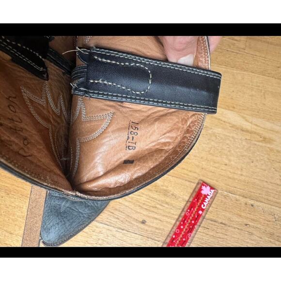 VTG Adams Biltrite Cowboy Boots Women's Leather Black Est Size 10.5 Men 9.5 - Picture 6 of 16